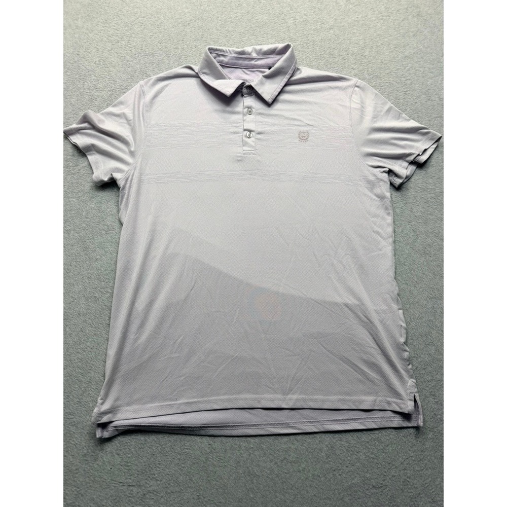Chaps Mens Performance Golf Polo Shirt L Lavender Mesh Knit Short Sleeve Logo